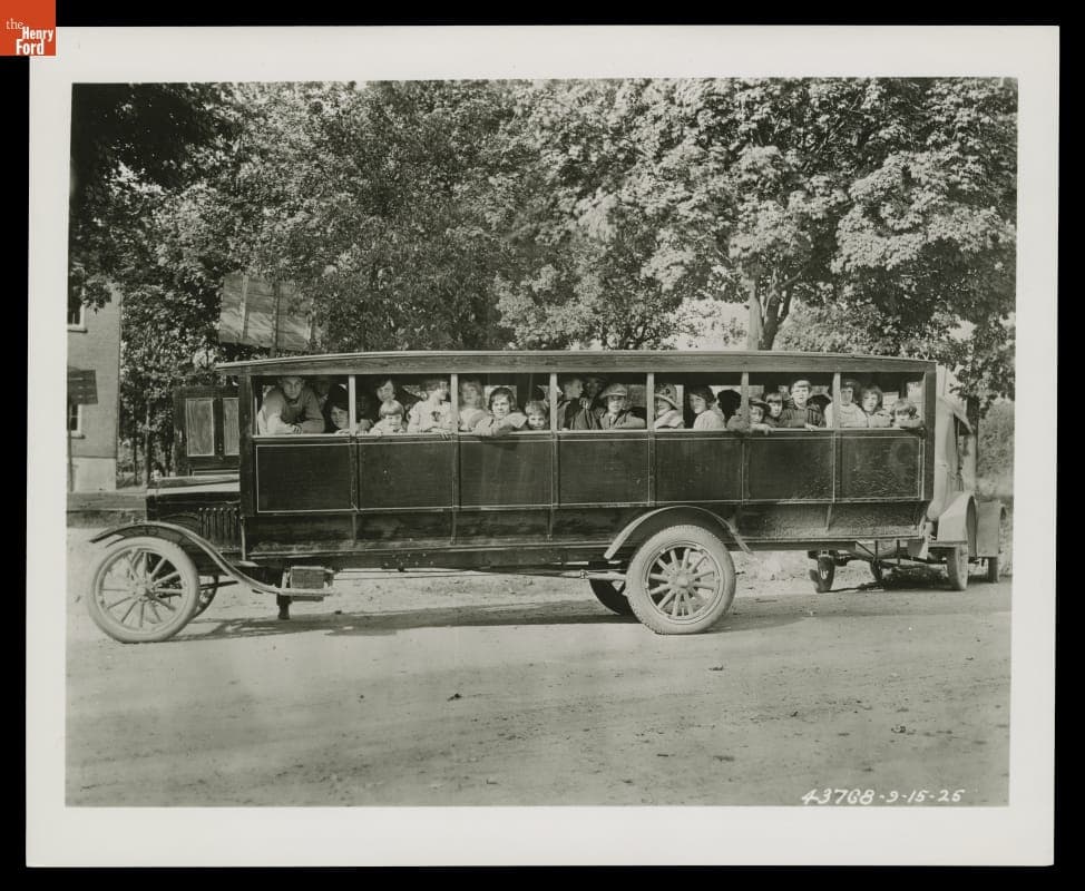 1924 Ford Model T Bus Transporting School Children, September 1925