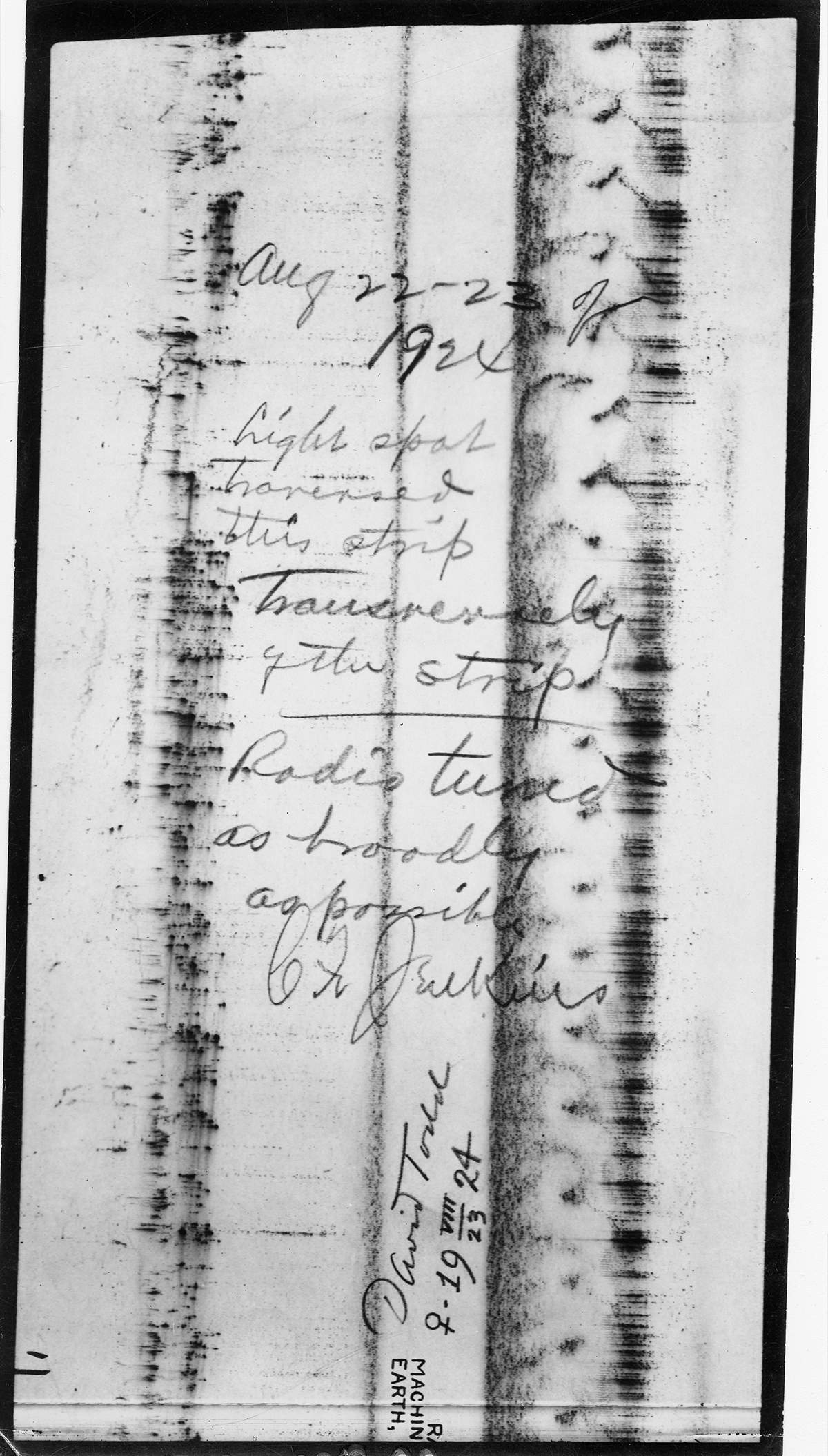 Radio signals collected during the 1924 Mars opposition by Todd and Jenkins using the radio photo message continuous transmission machine