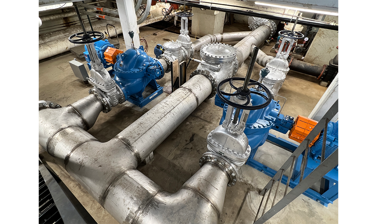 Two 75-horsepower motors, located in the basement of the power house, handle large storms. / Photograph courtesy of Jon Bennett.