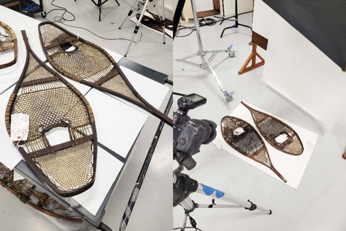 Snowshoes set up for photography / Image by Jillian Ferraiuolo