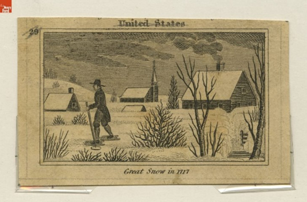 Copperplate engraving made around 1820, Great Snow in 1717