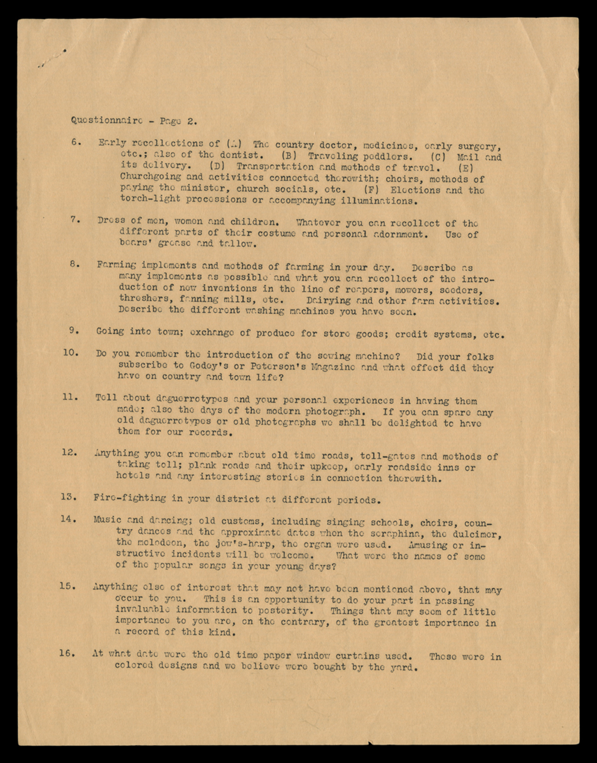 Questionnaire for Edison Institute Historical Records, 1929 (Page 2)