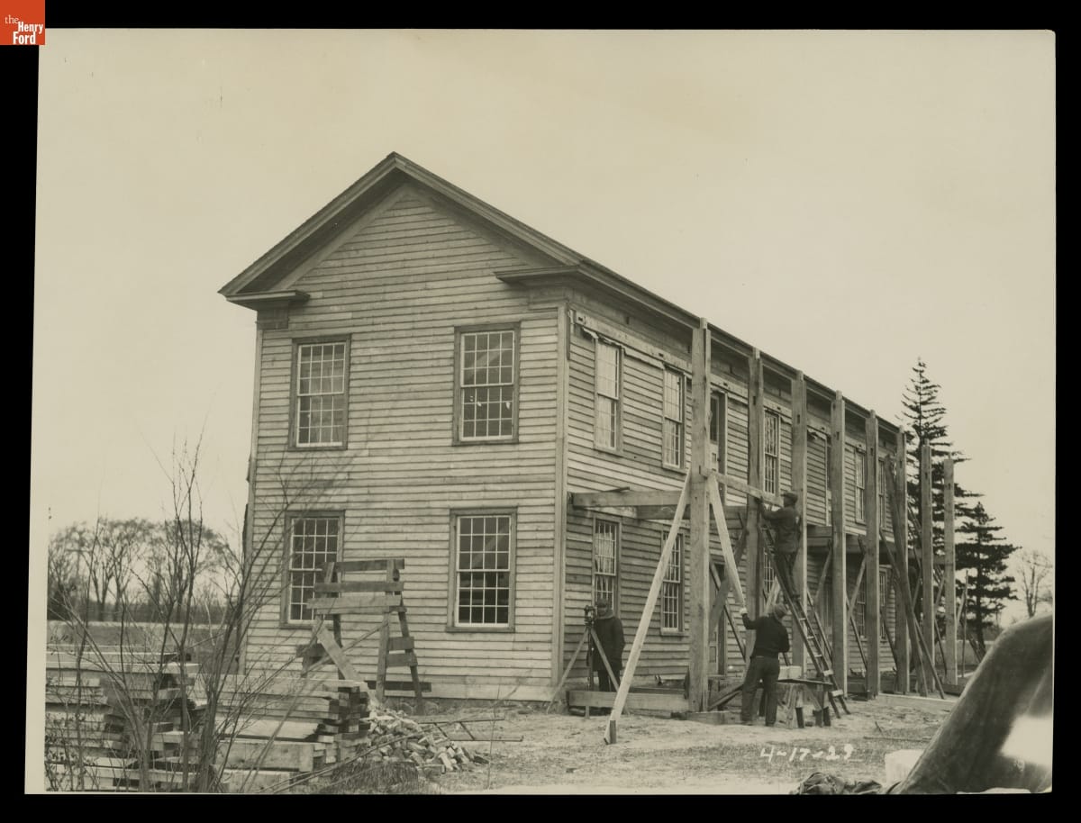 Rebuilding the Clinton Inn in Greenfield Village, April 1929 