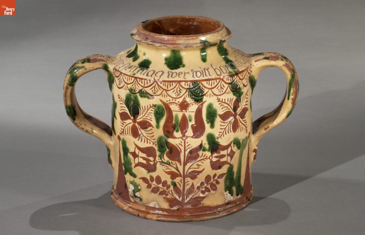 Reverse side of Storage jar, made between 1785-1796, made by George Hubener, (1757-1828) Limerick Township, Montgomery County, Pennsylvania, 59.134.1