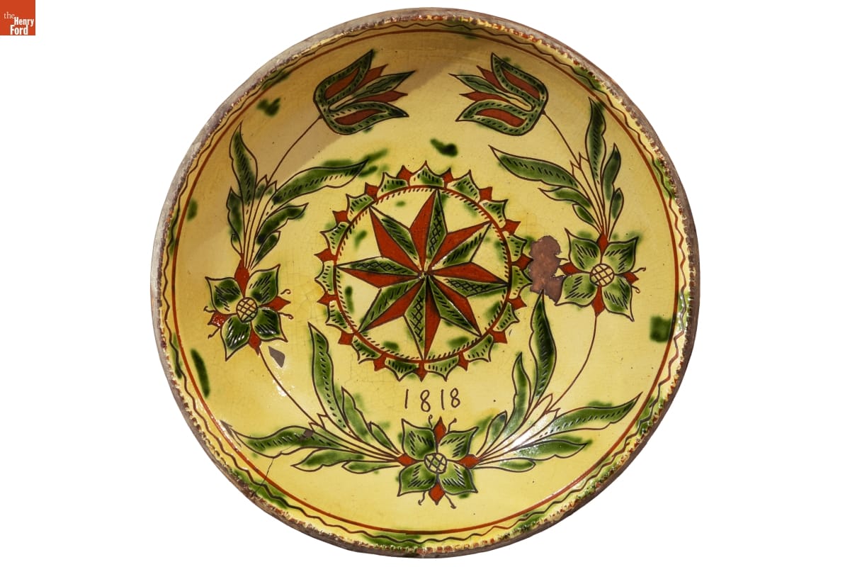 Plate, dated 1818, made by Andrew Headman, (active about 1756-1830) Rockhill Township, Bucks County, Pennsylvania, 56.54.1