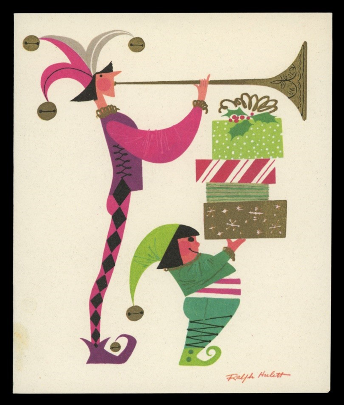 Christmas card, 1955. Christmas Herald Artwork by Ralph Hulett.