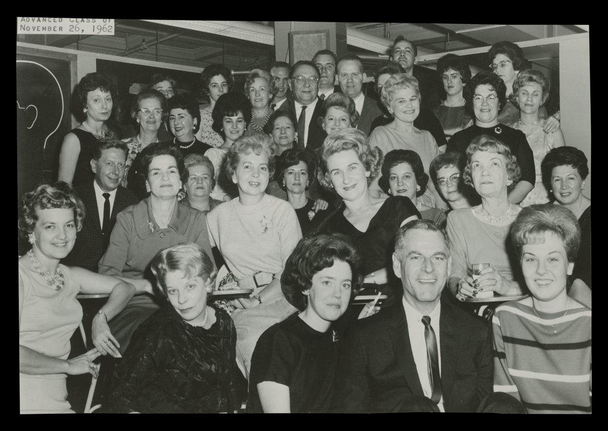 Velma Truant (front row, far left) and other Hudson’s hairstylists, 1962