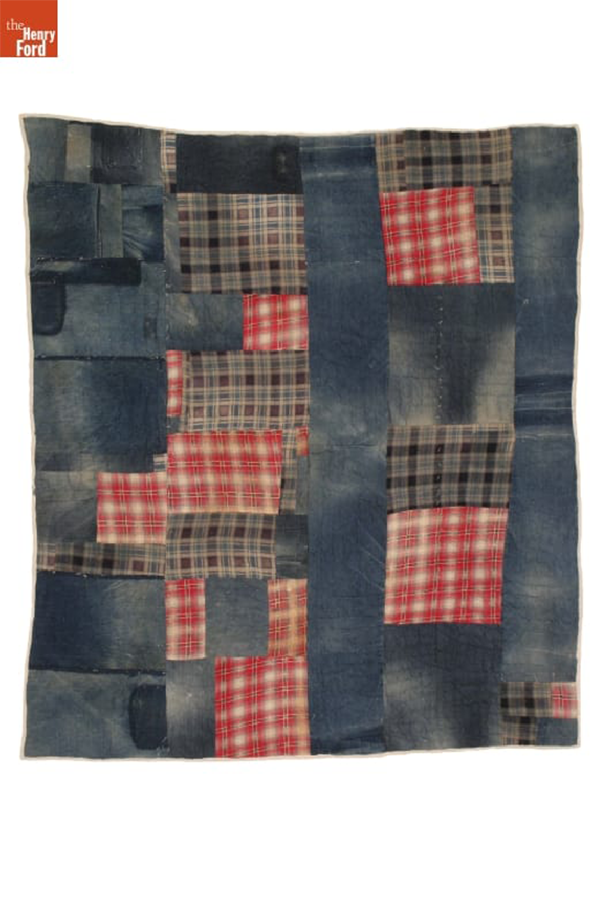 Strip Quilt Made of Work Clothes by Susana Allen Hunter, 1965-1970