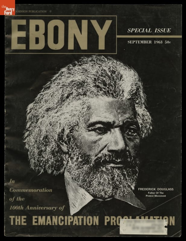 Special Issue, Ebony magazine cover with text and image of Black man with bushy hair, beard, and mustache
