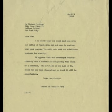 Letter from Richard Trotter to Edsel Ford, Offering to Sell Drawings ...